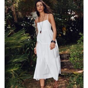 ZARA Poplin Panel White Maxi Dress